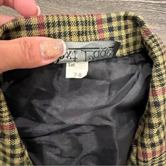 Vintage 80s Plaid Academia Doble Breasted Blazer and Skirt Suit Set Size Small - Picture 10 of 13